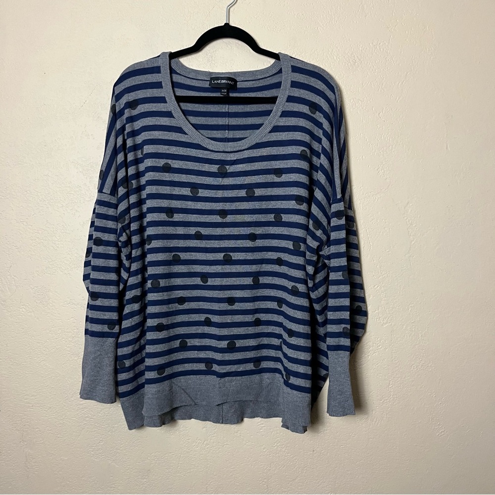 Lane Bryant‎ Women's  Sz 26/28 Black & Gray Flare Sleeve Sweater Pullover Knit